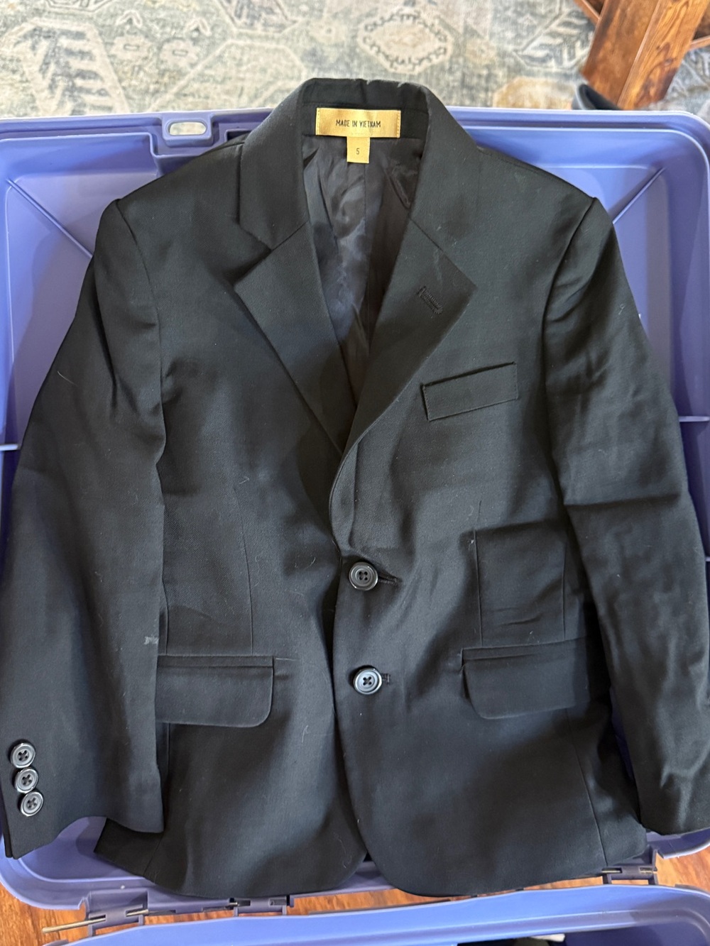 Boys Black Two-Button Blazer